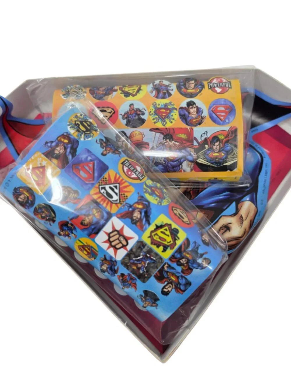 Unused 2013 Hallmark Superman Stickers Assortment in Shield Box Large & Small